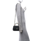 Goatskin Quilted Rainbow Extra Mini Coco Handle Flap Black