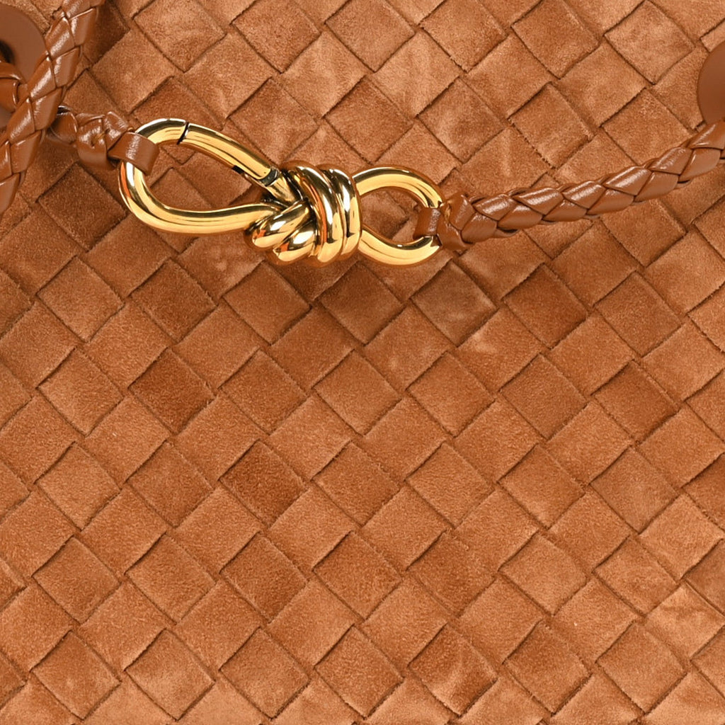 Suede Intrecciato Small Andiamo Shoulder Bag Amber