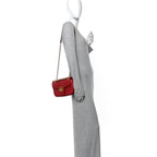 Calfskin Matelasse Small GG Marmont Shoulder Bag Hibiscus Red