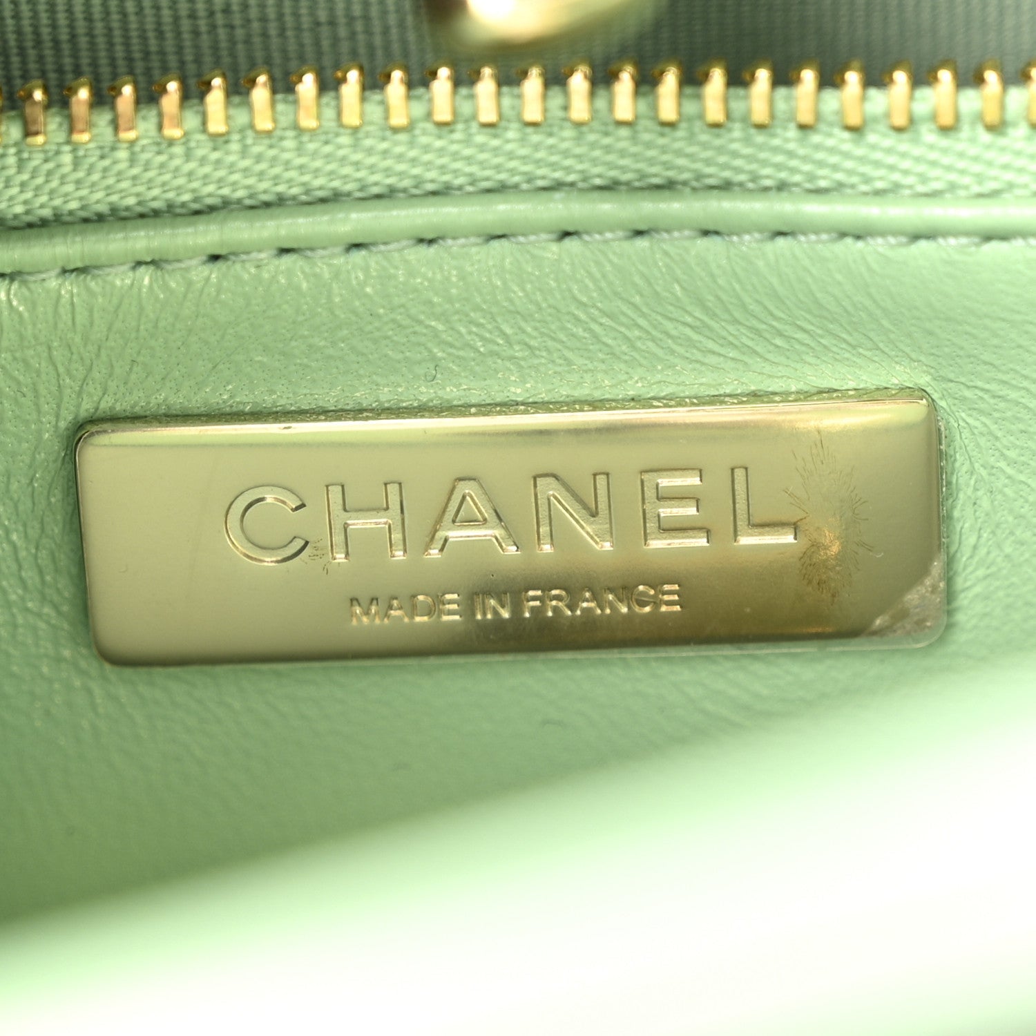 Shiny Lambskin Quilted Mini 31 Shopping Bag Light Green