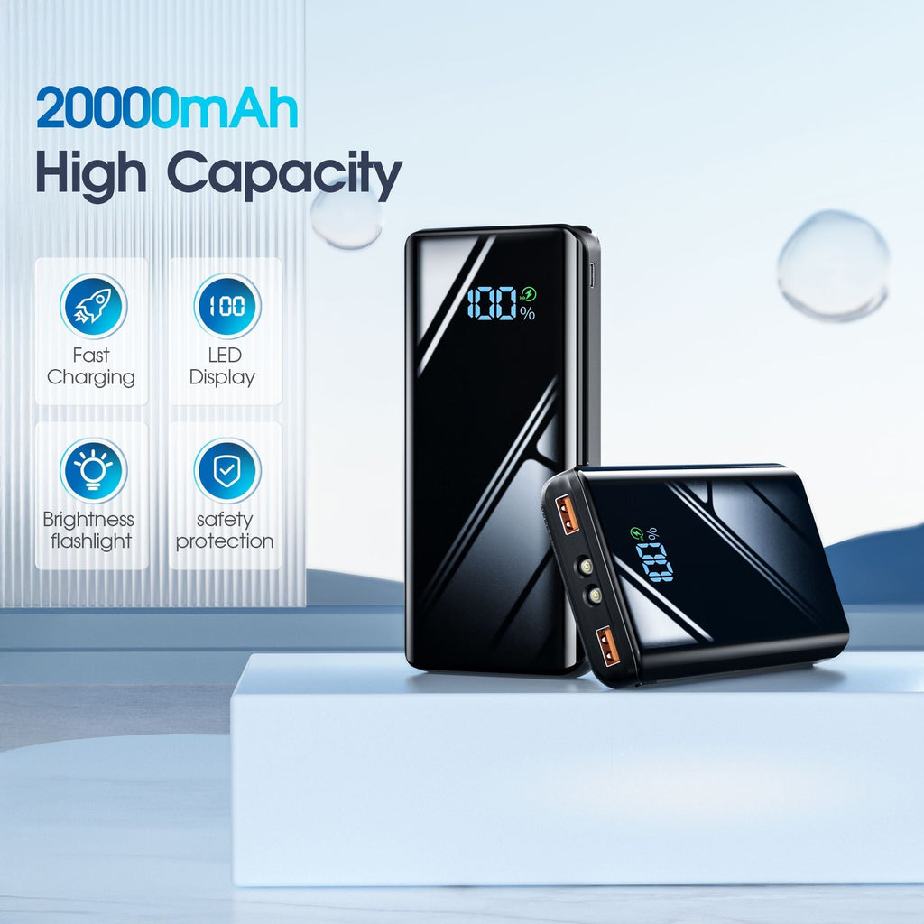 Portable Charger, 20000mAh USB C Power Bank Fast Charging, LED Display Phone Battery Pack Compatible with iPhone