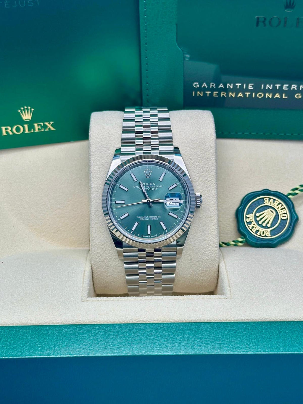 Rolex White Rolesor Datejust 36  - Mint Green Index Dial - Jubilee Bracelet - 126234