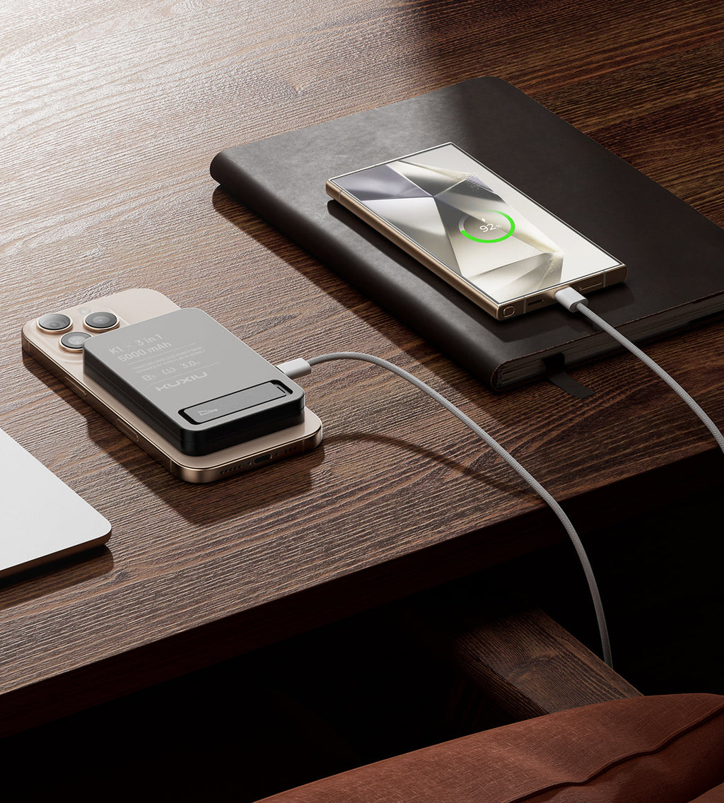 KUXIU K1 15W Fast Charging 3-in-1 MagSafe Wireless Power Bank - Black