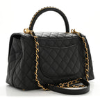Caviar Quilted Small Coco Chain Handle Flap Black