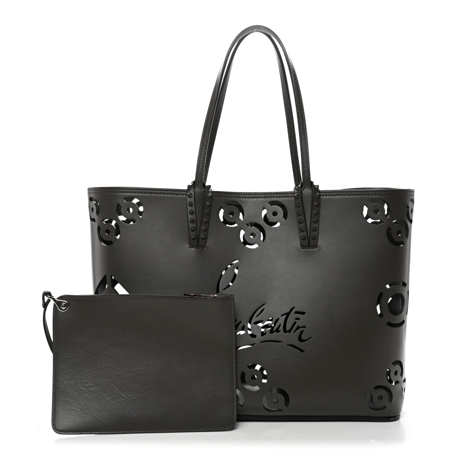 Calfskin Paris CL Logo Perforated Cabata Tote Rocket