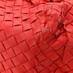 Nappa Intrecciato Ruffle Tote Red