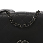 Calfskin Diamond Embossed Medium New Chic Flap Dark Grey