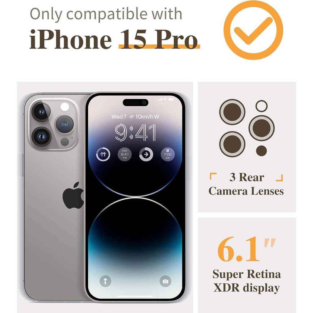 Entronix [Magnetic] Case Compatible with iPhone 15 Pro - [Clear Back] Soft Matte Frame