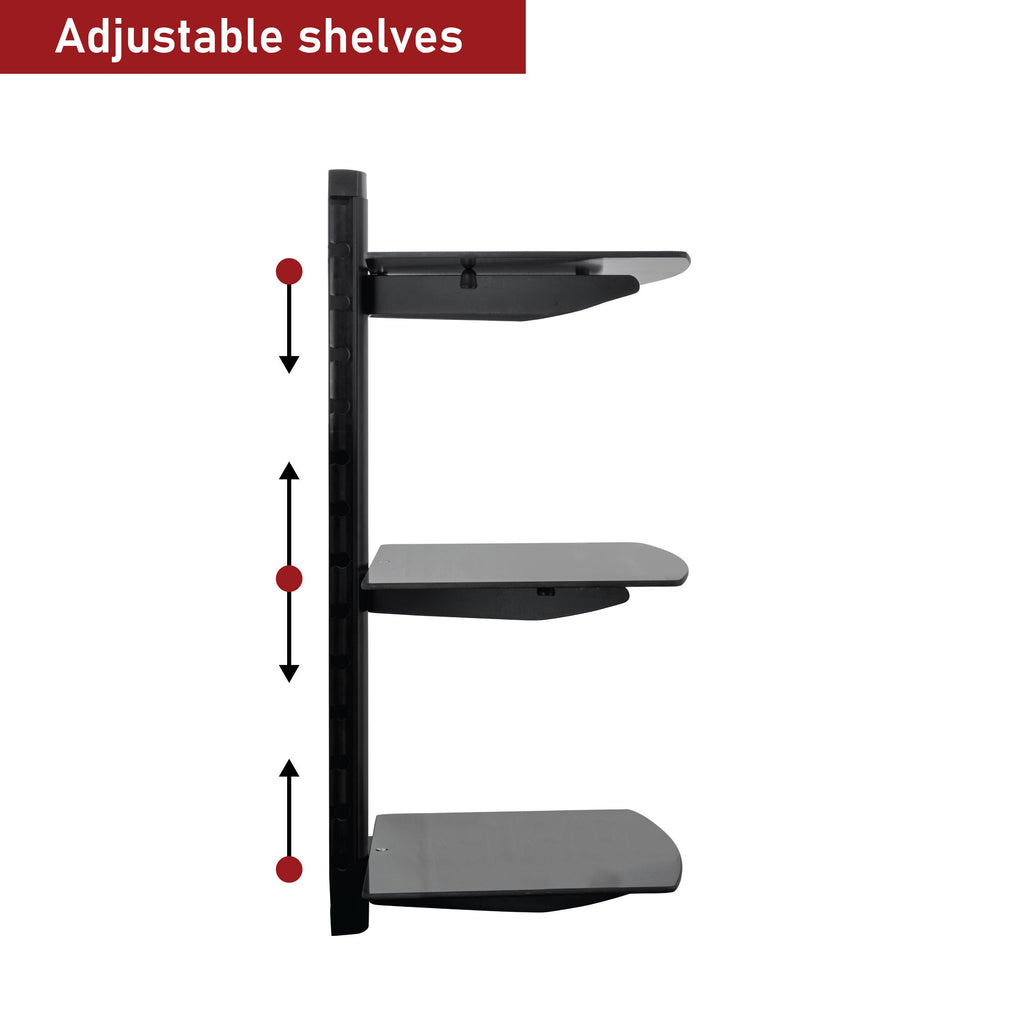 3 Shelf Tempered Glass Multimedia Mounting Unit