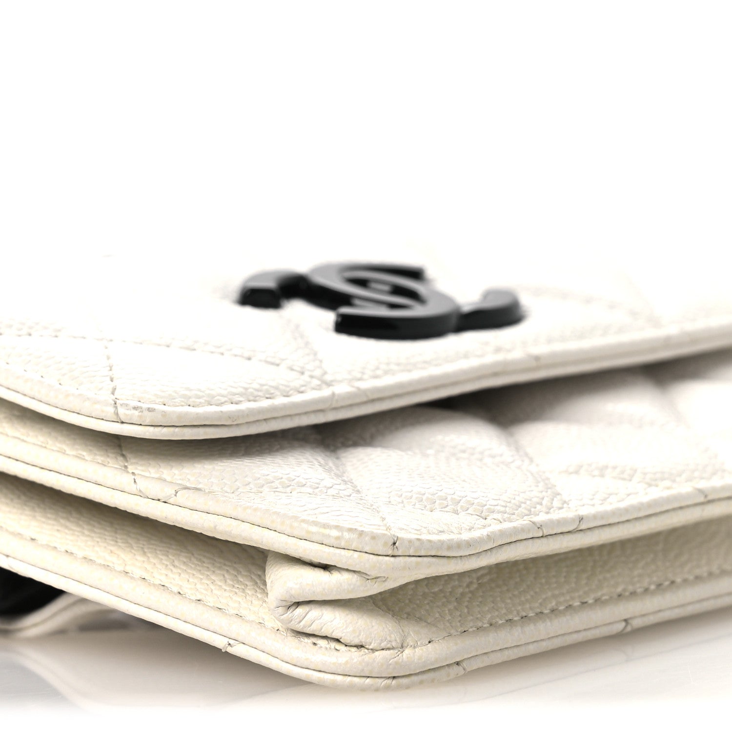 Caviar Quilted My Everything Belt Flap Card Holder White