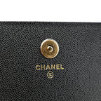 Caviar Quilted Pocket Twins Clutch With Chain Black