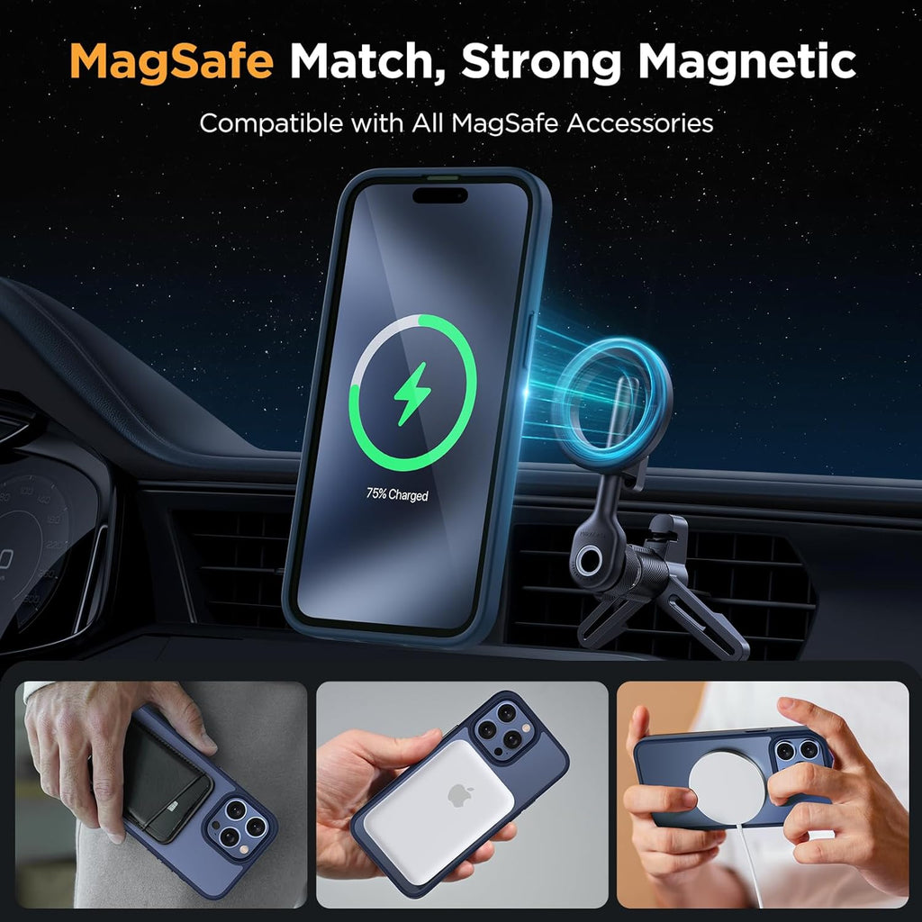 Entronix Bundle Compatible with iPhone 12 Pro Max - [Magnetic] Translucent Matte Case & 2 Clear Screen Protectors
