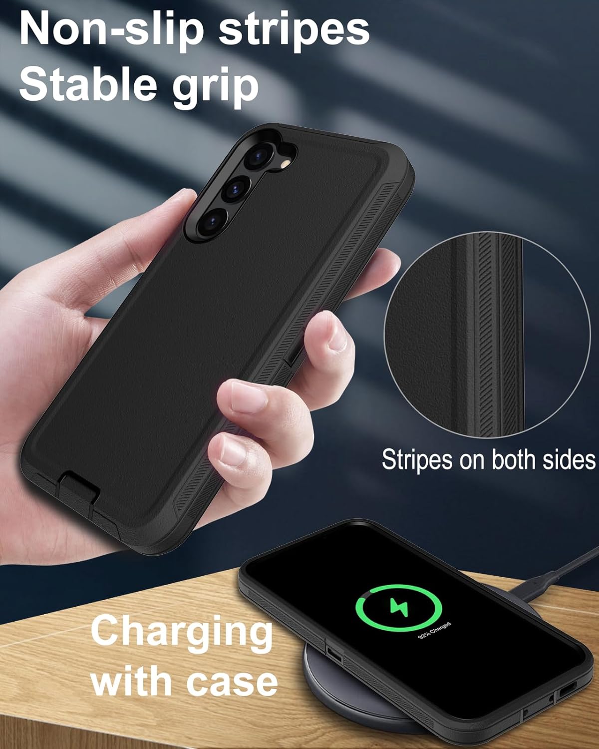 Entronix Bundle Compatible with Galaxy S22 Plus - Heavy Duty Case & 1 Clear Screen Protector