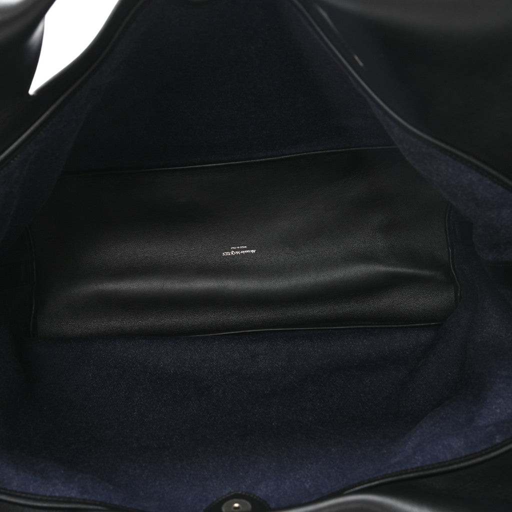 Calfskin Denim Large The Bow Bag Blue Black