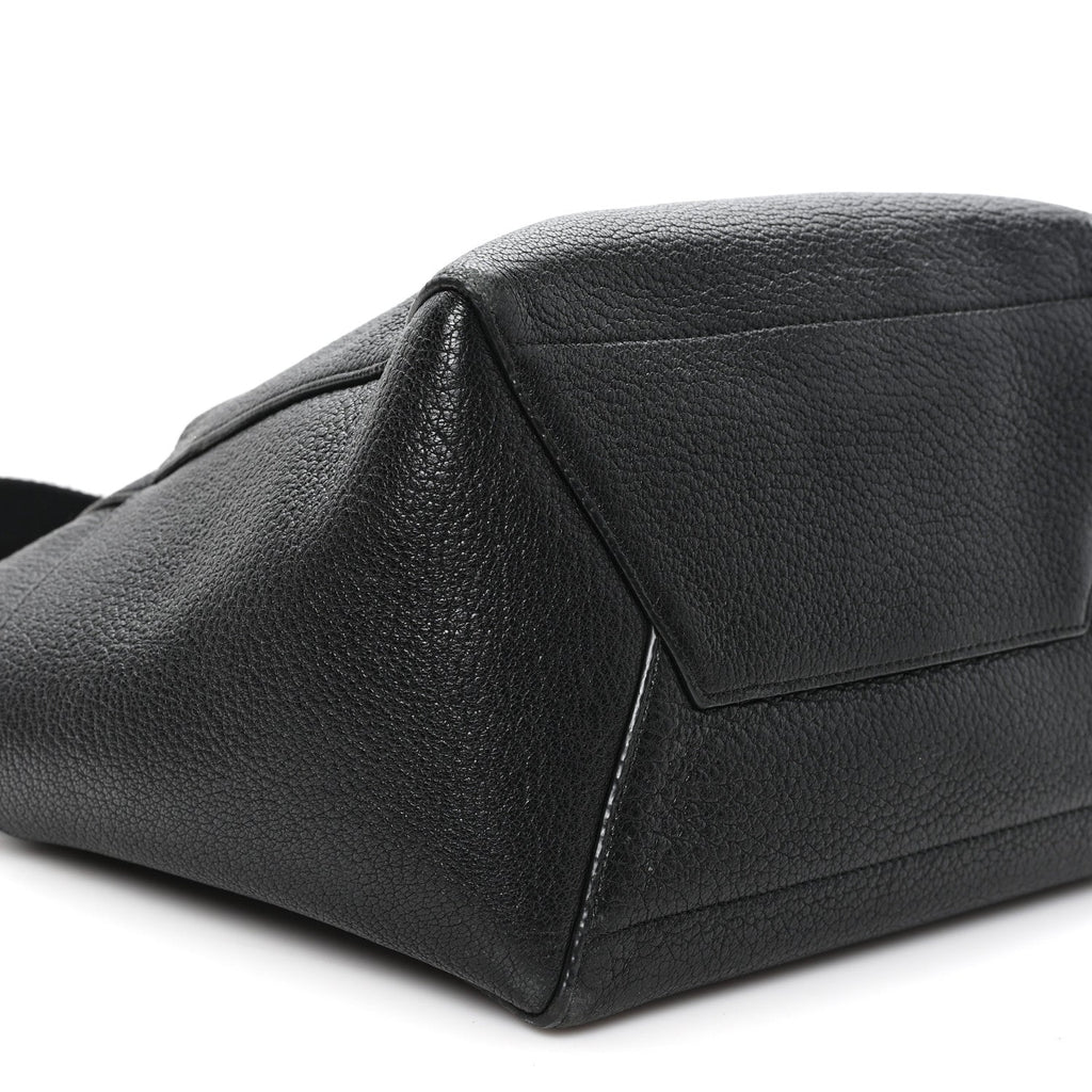 Soft Grained Calfskin Sangle Bucket Bag Black