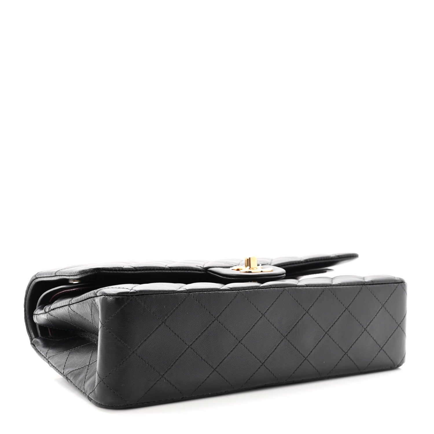 Lambskin Quilted Medium Double Flap Black