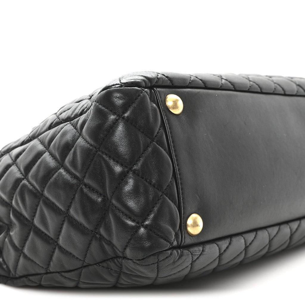 Lambskin Quilted Large Tote Black