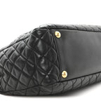Lambskin Quilted Large Tote Black