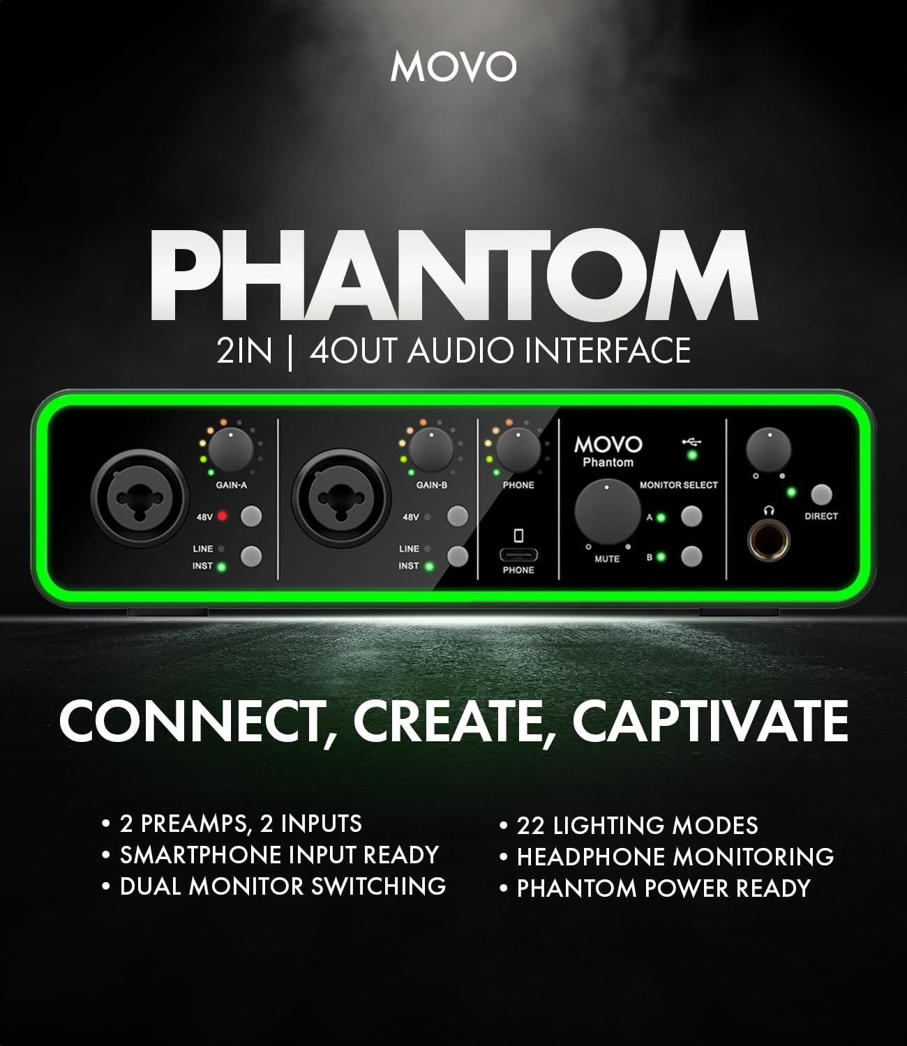 Movo Phantom Dual Channel USB/USB-C Audio Interface