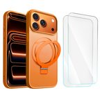 Entronix Bundle Compatible with iPhone 17 Pro Max - [Magnetic] Translucent Matte Gripstand Case & 2 Clear Screen Protectors