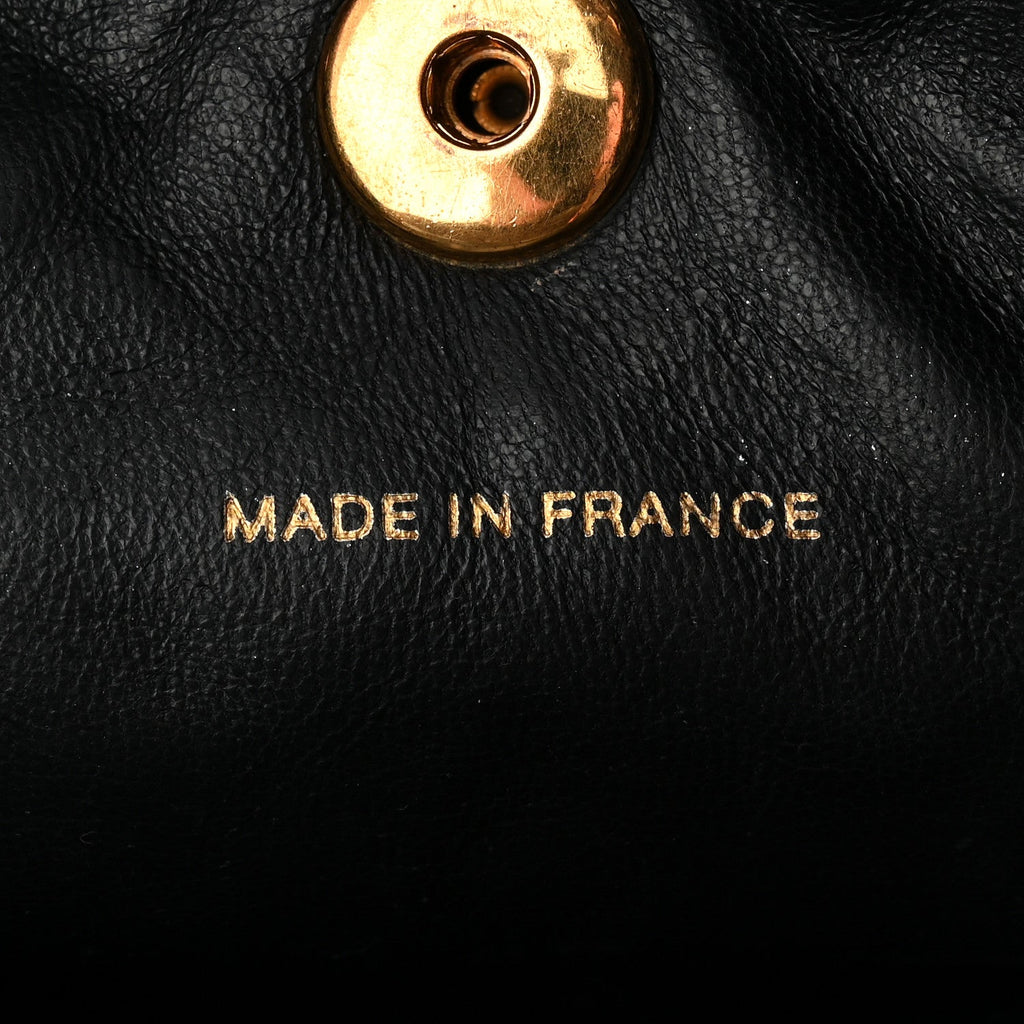 Lambskin Quilted Drawstring Backpack Black