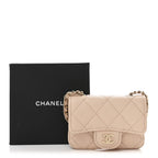Caviar Quilted Mini Chain Belt Bag Light Beige