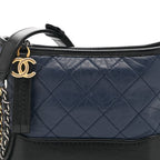 Aged Calfskin Quilted Small Gabrielle Hobo Navy Black