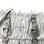 Metallic Nappa Gaufre Messenger Tote Argento