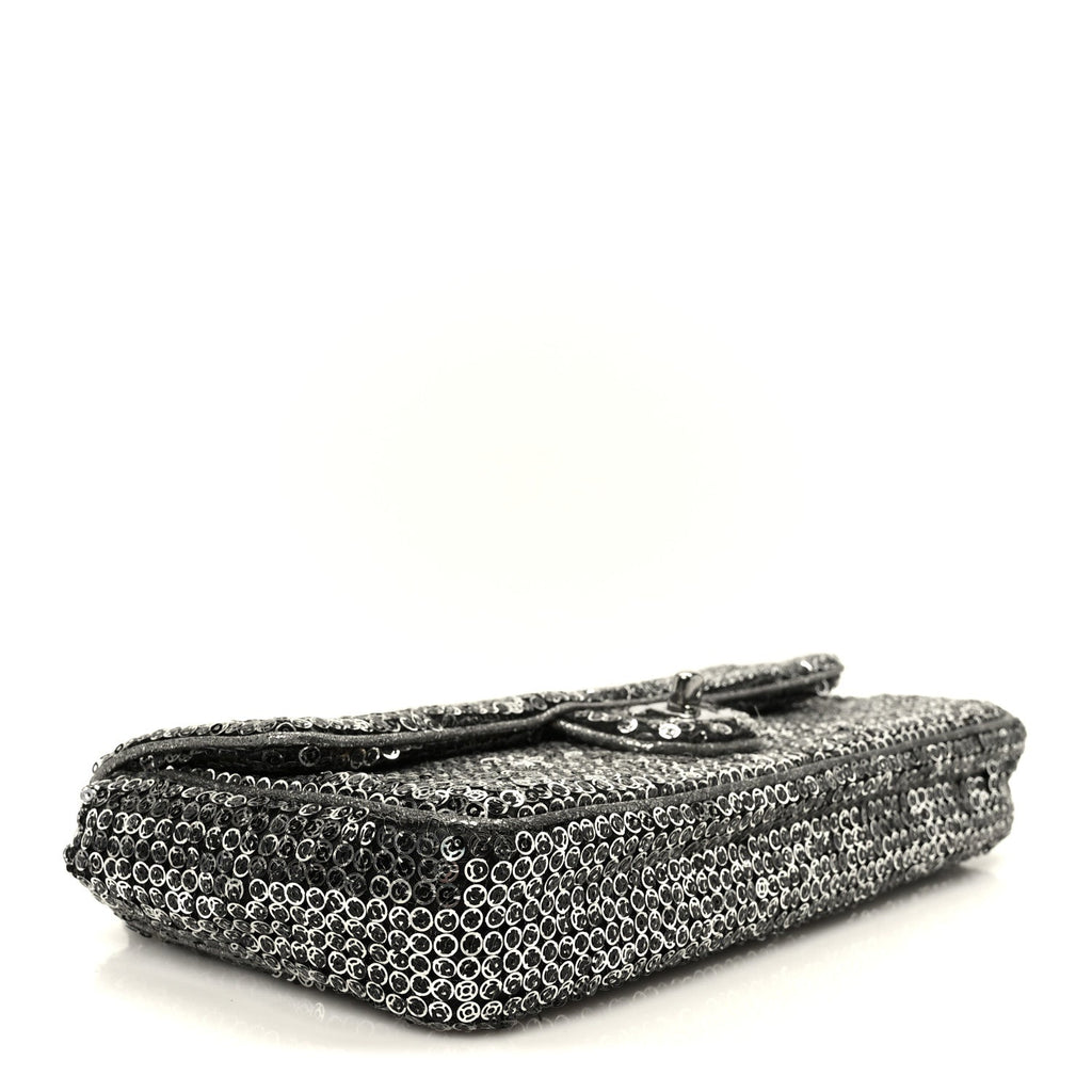 Sequin East West Flap Dark Silver