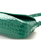 Shiny Super Supple Calfskin Crocodile Embossed Small XX Flap Stretch Bag Jade