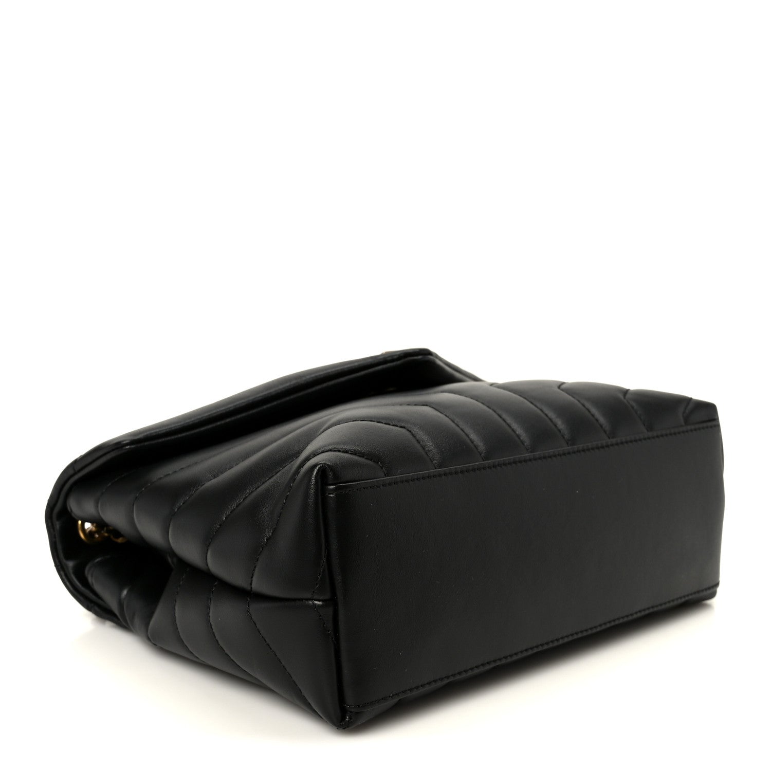 Calfskin Y Quilted Monogram Small Loulou Chain Satchel Black