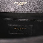 Grain De Poudre Textured Mixed Matelasse Triquilt Medium Monogram Satchel Dark Smog