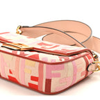 Canvas Vitello King FF Embroidered Baguette Rosa Quarzo Bloody Mary Multicolor