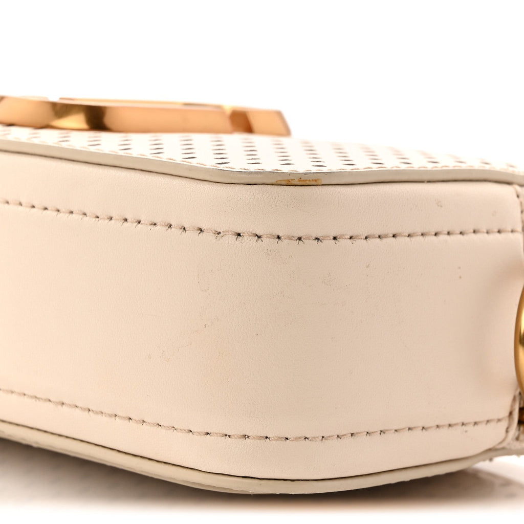 Perforated Calfskin Small Snapshot Camera Bag Tapioca