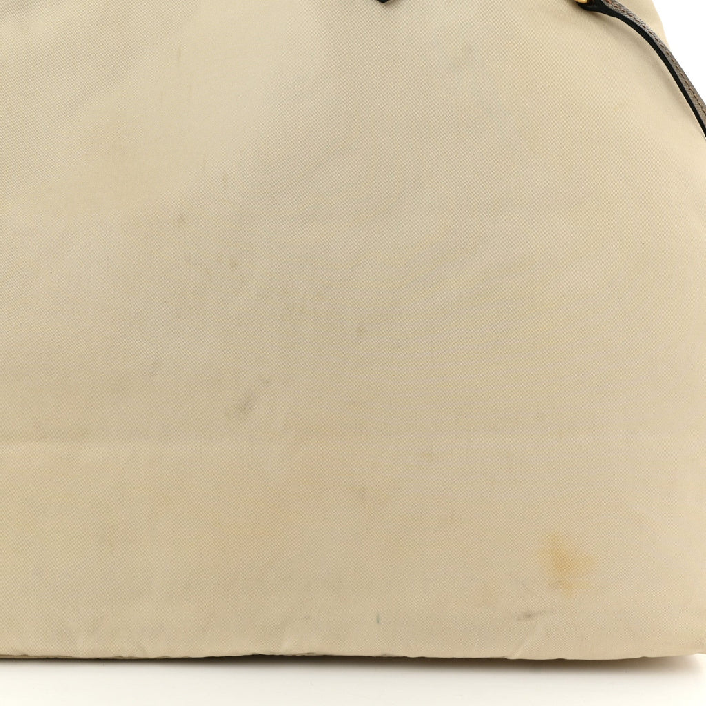 Tessuto Nylon Saffiano Shopping Tote White
