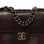 Lizard Lambskin Quilted Large Perfect Edge Flap Burgundy