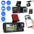 WiFi FHD 1080P Car Dash Cam 3 Channels Front Rear Inside Dash Camera with Loop Recording Reversing Image Night Vision 170° Wide Angle Support 64G MMC Card Included GPCT5431