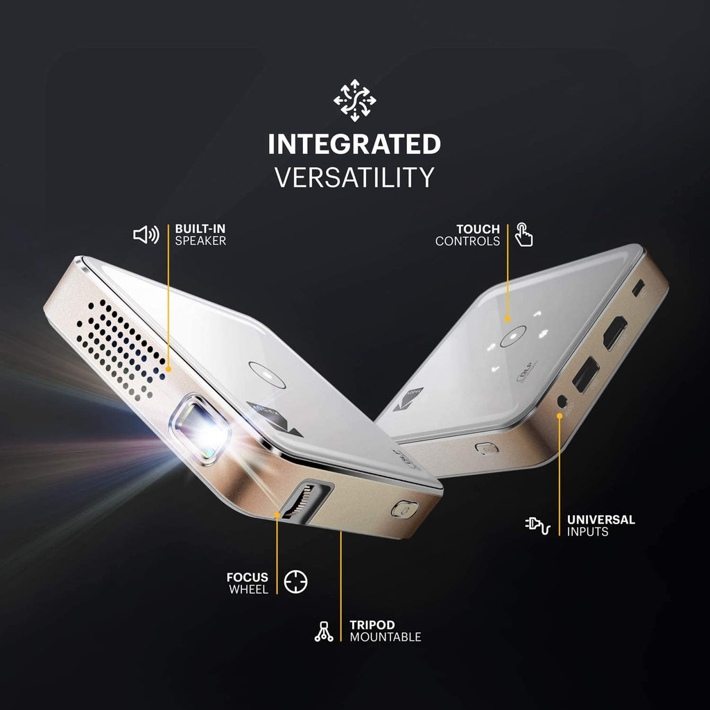 Kodak Ultra Mini Projector, HD 1080p Support DLP Rechargeable Pico Projector with Built-in Speaker