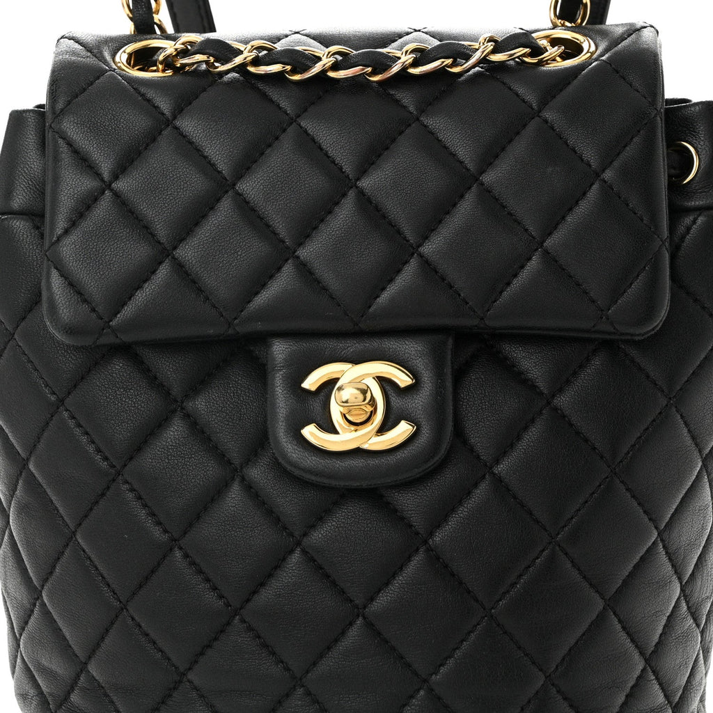 Lambskin Quilted Mini Urban Spirit Backpack Black