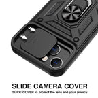 Kickstand Ring Holder With Slide Camera Cover Tpu Magnetic Car Mount For Apple Iphone 13 In Black