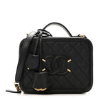 Caviar Quilted Medium CC Filigree Vanity Case Black