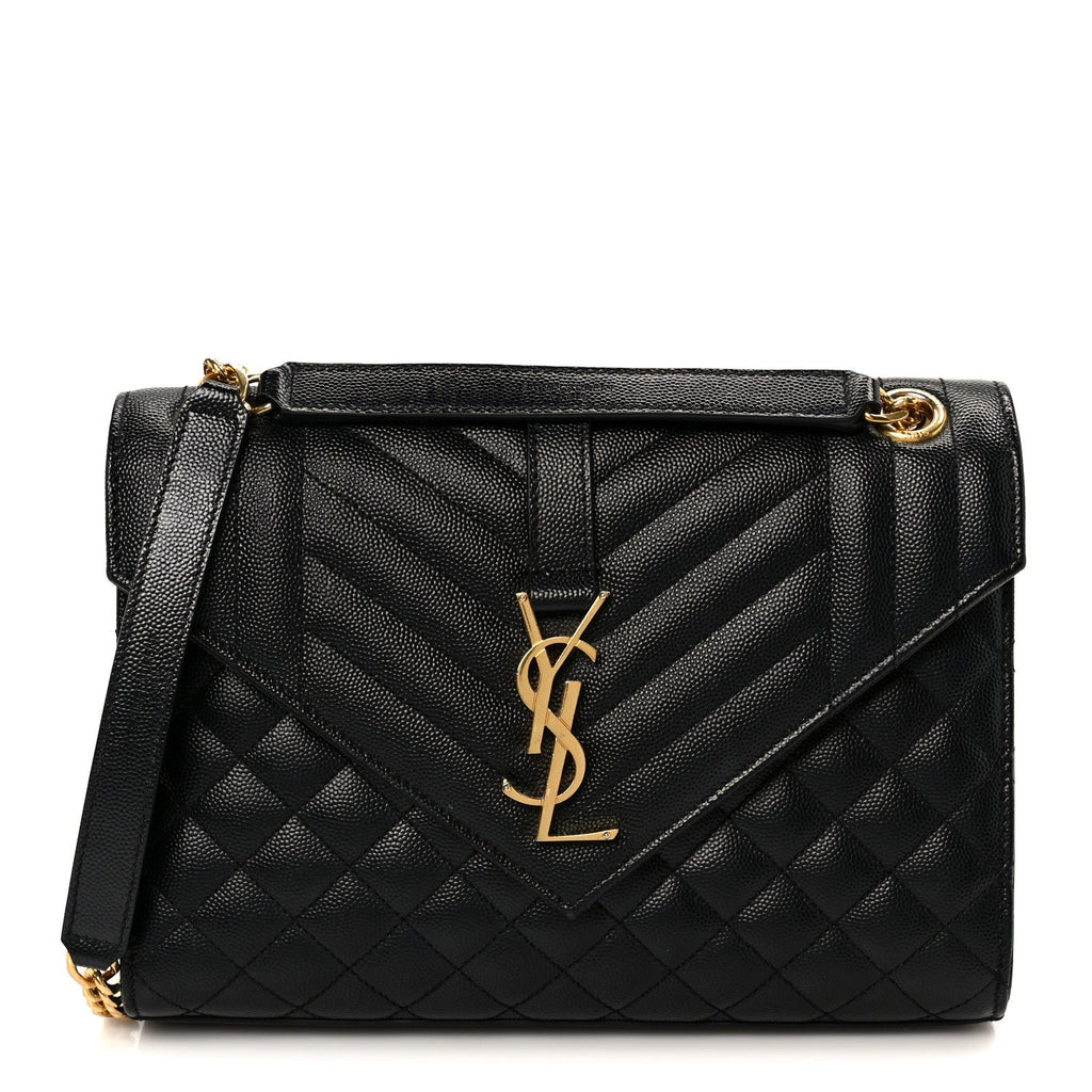 Grain De Poudre Textured Mixed Matelasse Triquilt Medium Monogram Satchel Black