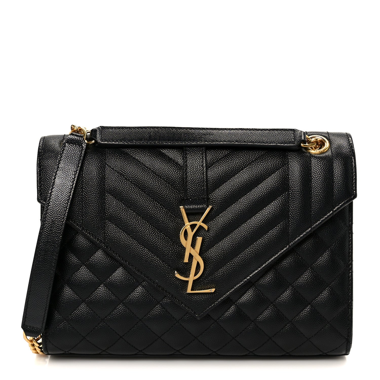 Grain De Poudre Textured Mixed Matelasse Triquilt Medium Monogram Satchel Black