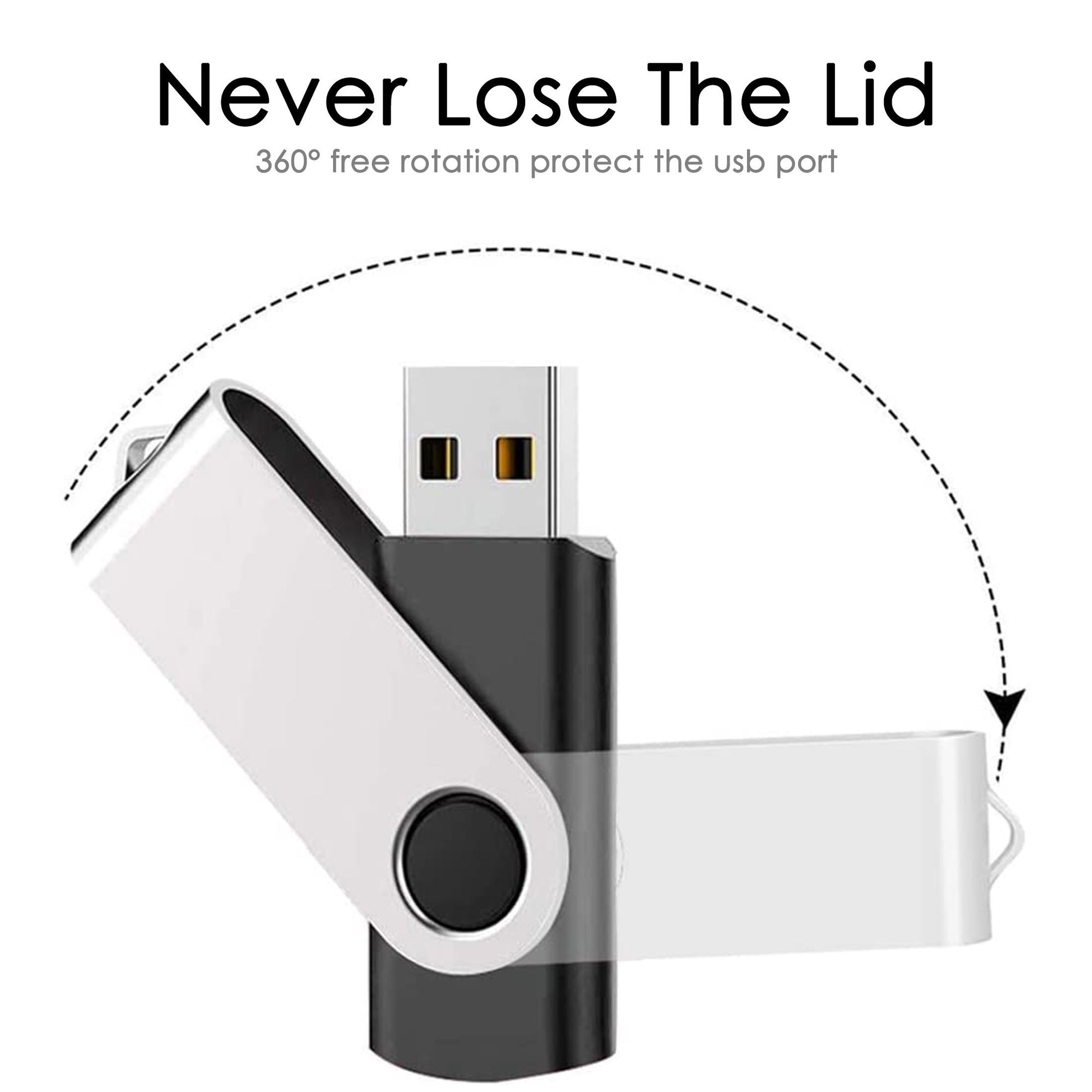 5 Packs 8GB Mix Color USB 2.0 Swivel USB Flash Drives Metal Thumb Drive Memory Stick Jump Drive With Lanyard For Storage And Backup