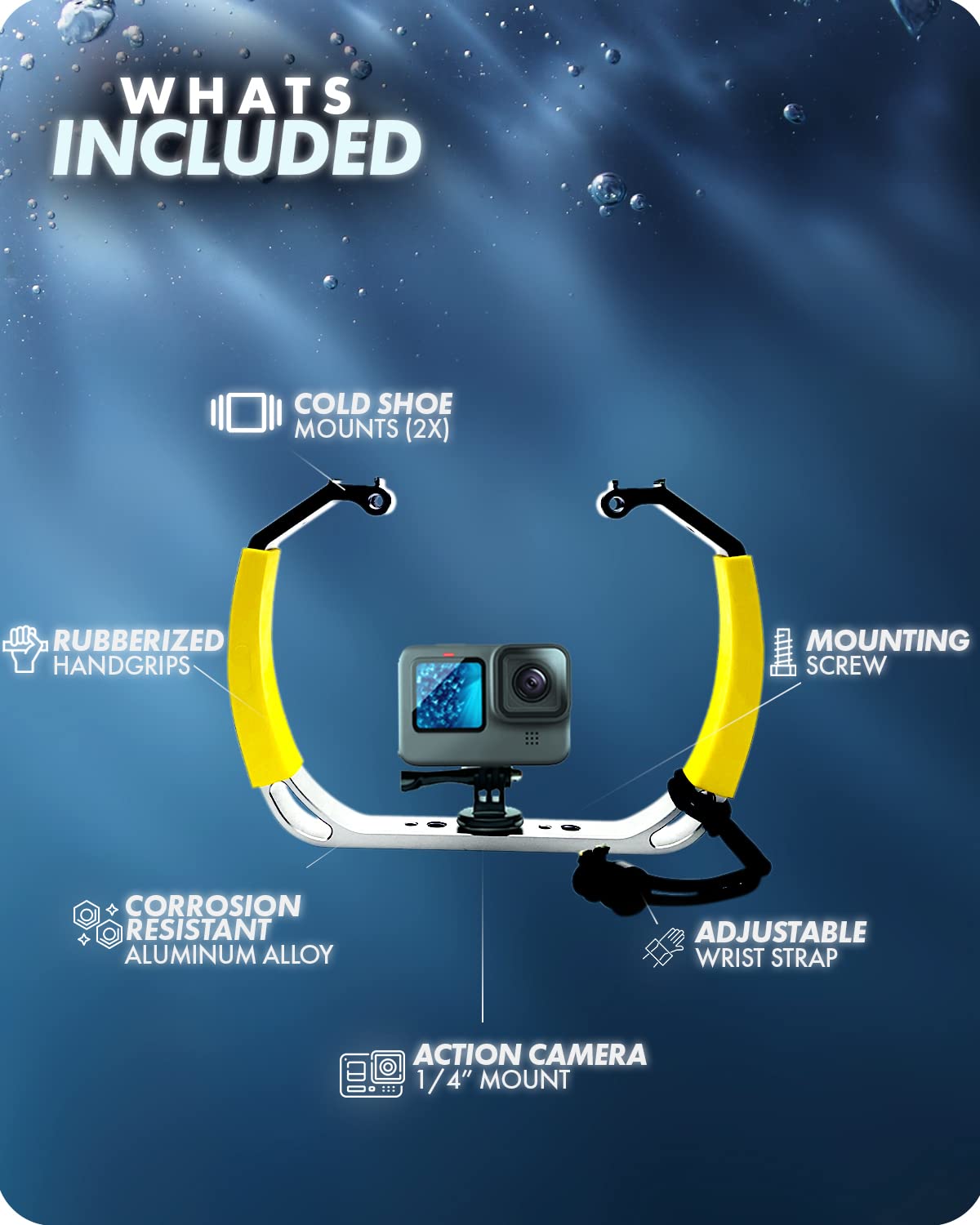 Movo GB-U80 Underwater Diving Rig for Action Cameras (XL Version)