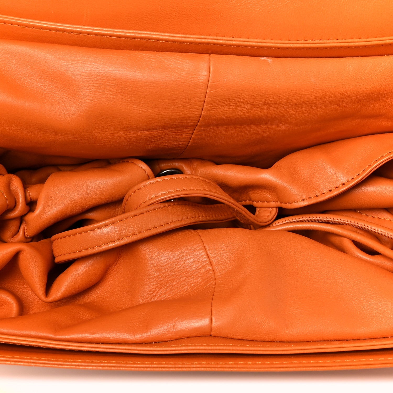 Lambskin Quilted Jumbo Grocery By Chanel Drawstring Shopping Bag Orange