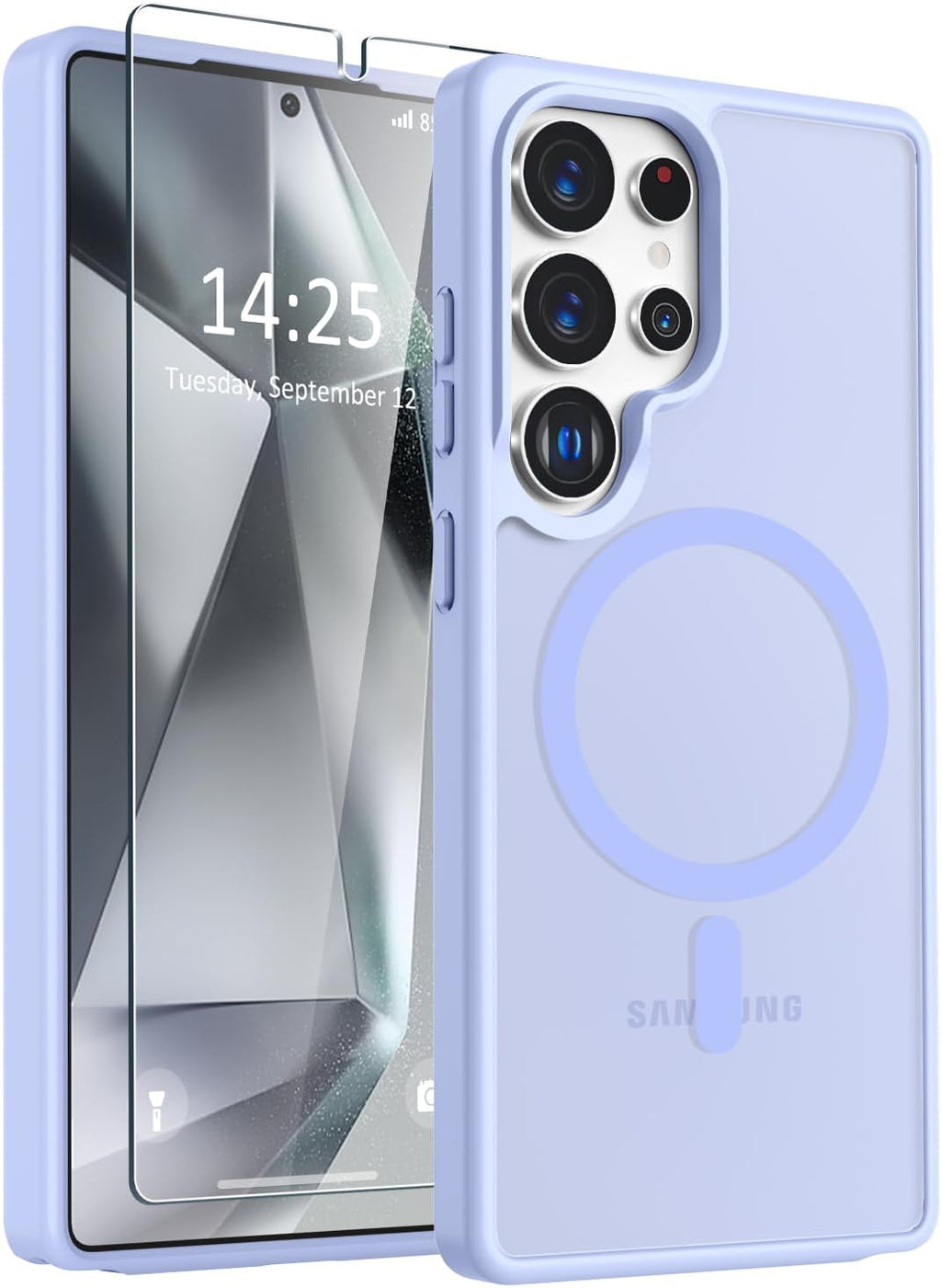 Entronix Bundle Compatible with Galaxy S24 Ultra - [Magnetic] Translucent Matte Case & 1 Clear Screen Protector