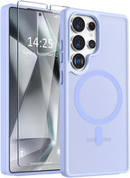 Entronix Bundle Compatible with Galaxy S24 Ultra - [Magnetic] Translucent Matte Case & 1 Clear Screen Protector