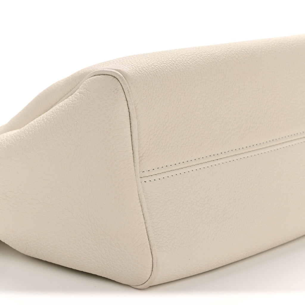 Calfskin Cuir Small Triomphe Cabas Drawstring White