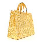X SARAH COLEMAN Glazed Canvas Vitello King FF Vertigo Shopping Tote Bag Mimosa White
